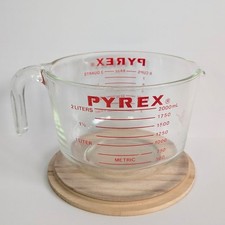 Vtg Pyrex Measuring 8 Cup Glass 64oz Red Lettering 2 Qt Batter Bowl Corning USA picture