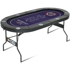 RAYKEEP 71 Inch Poker Table Foldable 8 Player Casino Felt picture