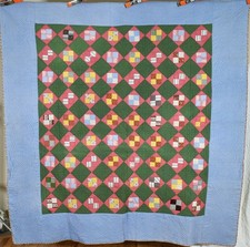 ELEGANT Vintage 1880's PA Mennonite 4-Patch Diamond in a Square Antique Quilt picture