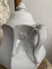 Antique T&R Boote ANTIQUE White Ironstone Sugar Bowl BISCUIT JAR Stained Patina picture
