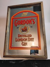 Vint 1950s Gordon's London Dry Gin Distillery Orignal Eglomise Bar Mirror Decor picture