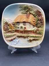 Chalkware relief plaque titled 'English Cottage with Pond' by Legend Products picture