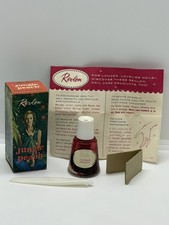Vintage Revlon Jungle Peach Nail Polish 1/2 Oz Bottle w/ Box Inserts 1950s 1960s picture