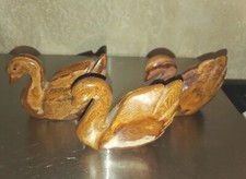 THREE Vintage Figurine Statuette Sculpture Paperweights SWAN Onyx. AS IS picture