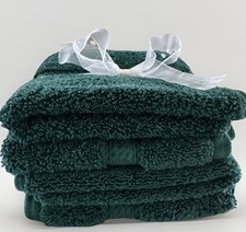 Teal Washcloth Set 4 Dark Green Superior 12x12 Square Towels Egyptian Cotton NOS picture