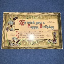 Antique happy birthday postcard picture
