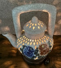 Vintage Chinese Blanc de Chine Reticulated Pierced Porcelain Teapot Lamp Floral picture