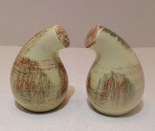 Vintage Vernonware Raffia Salt & Pepper Shakers Green Brown Hand Painted MCM picture