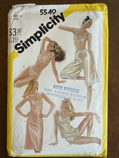 VTG Simplicity #5549 Pattern Slip Camisole Bra Bikini Panties Sz 16 UNCUT FF picture