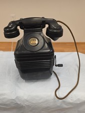 1930s LEICH Bakelite Beehive Vintage Wall Hand-Crank Telephone Good Handset Cord picture
