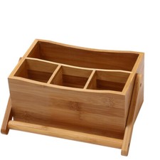 YBM Home 4 Compartment Bamboo Caddy with Handle picture