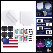 Honoson 6 Sets 3D Night LED Lamp Base Clear Acrylic Remote USB Round Square picture