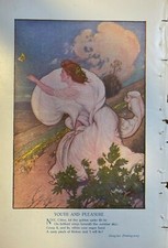 1907 Vintage Magazine Illustration Poem Print Youth & Pleasure Douglas Hemingway picture