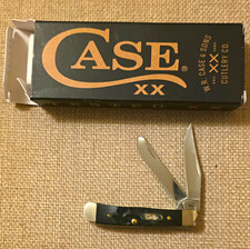 Case XX Tiny Trapper 62154 SS 2-Blade Black Synthetic Handle SS Plain Slip picture