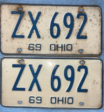 Vintage 1969 Ohio License Plates Set picture