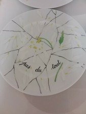 Set of 6 Porcelains DePierrette Canapé Dessert Plates Daisy Flower Limoge France picture