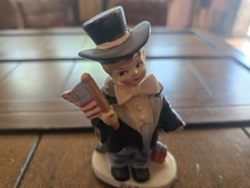Vintage Lefton July Calendar Boy With Flag Figurine - 4th of July picture