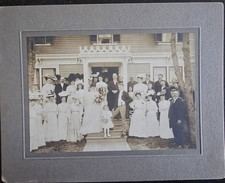 VTG Cabinet Card Photo, Large Wedding Party, C-1900-1910 picture