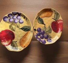 2 Home Trends Verdona ceramic Serving Platters hand-painted fruit pattern picture