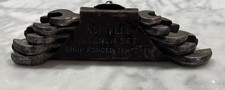 Vintage Red Norivell Wrench Set – 6 Wrenches 3/8”-7/8”Clamping Metal Case 1950s picture