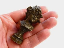 SUPERB Antique Victorian Bronze Wax Hand Seal Sceau Peseau ANGEL  SHAPE  L@@K picture