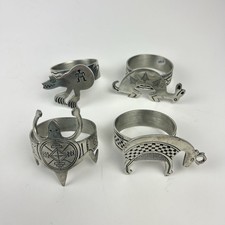Vintage Southwestern Style Figural Metal Napkin Rings Set of 4 Tribal Animals picture