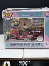 Funko Pop Disneyland 70th Mickey Mouse & Walt Disney on Fire Engine #312, NIB picture