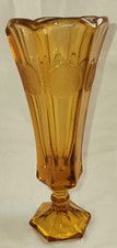ViNTAGE Fostoria Glass Amber Coin Vase 8