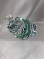 Vintage Enesco Clear Art Glass W/ Green Swirl Frog Figurine Paperweight picture