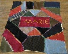 Vintage Crazy Quilt Patchwork Pillow Top with Name picture