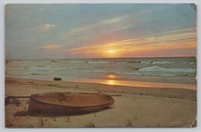 Vintage Indiana Dunes State Park Postcard Sunset on Lake Michigan picture