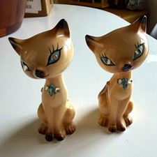 Vintage Norcrest Enesco Japan Porcelain Cat Salt & Pepper Shakers Pair picture