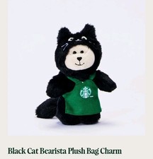STARBUCKS 2026 Black Cat barista plush bag charm Keychain picture