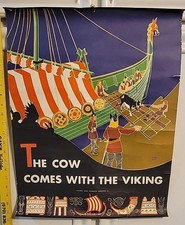 RARE Vintage 1930's Era Dairy Cooperative Poster Carroll Snell WPA Era Viking picture