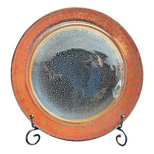 Vintage Studio Pottery Oil Spot Tenmoku Glaze Dinner Plate - Orange Kaki 9.75” picture
