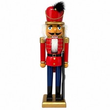 15” Wooden Soldier Nutcracker Red Gold Rifle Christmas Holiday Decor picture