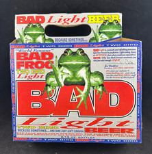 1990s WORLD FAMOUS BAD FROG TWO BIRD BAD LIGHT BEER EMPTY CARDBOARD 6-PACK RARE picture