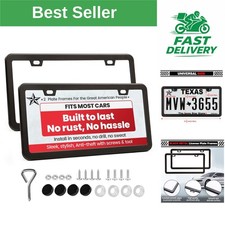 Premium Matte Black License Plate Frames - Rust-Proof Aluminum - 2 Pack picture