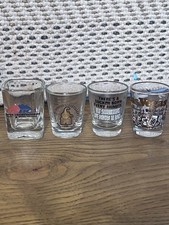Shot Glasses 4 Vtg, Flask, Shaker, Jigger, Whiskey Glass Asst Barware Novelt picture
