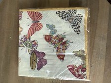 Retired Mackenzie Childs Butterfly Garden Cocktail Napkins New In Package picture
