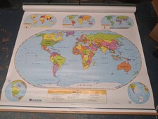 Nystrom 3 - 1 Custom Map Set, Set of Class Room Pull Down - Retractable Maps picture