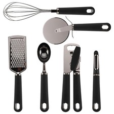 Country Kitchen 6 Pc Essentials Kitchen Stainless Steel Gadget Set Black Gun ... picture