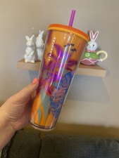 NEW Starbucks 2022 Target exclusive Orange Spring Floral Starbucks Tumbler 24oz picture