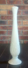 Lenox Florentine Bud Vase White Porcelain Embossed Acanthus Leaf Footed 11