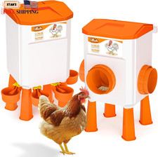 Chicken Feeder and Waterer Set Chicken Coop Accessories 3.1 Gallon/24.2 Pound... picture