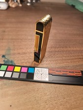 Dunhill Rollagas WORKING Vintage Lighter in RARE Black Enamel Gold DOME Bark picture