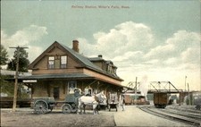 Miller's Falls MA Railway Station New Yochrome c1900s-10s Vintage Postcard picture