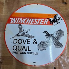 WINCHESTER DOVE & QUAIL PORCELAIN ENAMEL SIGN 29 X 29 INCHES picture
