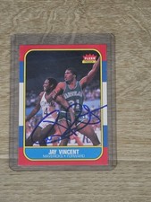 1986 Fleer JAY VINCENT Auto Signed Card NBA Mavericks picture