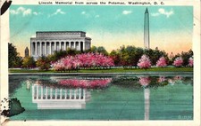 Vintage Lincoln Memorial Potomac River Washington DC Linen Postcard picture
